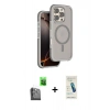 MARSİLYAN™- iPhone 16 Pro Max Kılıf Çekirdek Minimal Prime - Şeffaf Pasifik Cam Ekran Koruyucu + Raze Metal Kamera Lens - SH