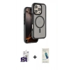 MARSİLYAN™- iPhone 16 Pro Max Kılıf Çekirdek Minimal Prime - Şeffaf Pasifik Cam Ekran Koruyucu + Titanyum Gri Bilvis Titan Kamera Lens