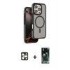 MARSİLYAN™- iPhone 16 Pro Max Kılıf Çekirdek Minimal Prime - Siyah 360 Mat Full Body Arka Koruyucu + Gold PVD Metal Kamera Lens