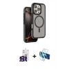 MARSİLYAN™- iPhone 16 Pro Max Kılıf Çekirdek Minimal Prime - Siyah 3D Antistatik Cam Ekran Koruyucu + Bilvis Titan Kamera Lens - SH