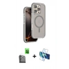 MARSİLYAN™- iPhone 16 Pro Max Kılıf Çekirdek Minimal Prime - Siyah 3D Antistatik Cam Ekran Koruyucu + Raze Metal Kamera Lens - SH