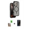 MARSİLYAN™- iPhone 16 Pro Max Kılıf Çekirdek Minimal Prime - Siyah 3D Antistatik Hayalet Cam Ekran Koruyucu + Raze Metal Kamera Lens - CLTM