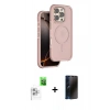 MARSİLYAN™- iPhone 16 Pro Max Kılıf Çekirdek Minimal Prime - Siyah 3D Antistatik Hayalet Cam Ekran Koruyucu + Raze Metal Kamera Lens - BZ