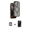 MARSİLYAN™- iPhone 16 Pro Max Kılıf Çekirdek Minimal Prime - Siyah 3D Antistatik Hayalet Cam Ekran Koruyucu + PVD Metal Kamera Lens - GS