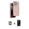 MARSİLYAN™- iPhone 16 Pro Max Kılıf Çekirdek Minimal Prime - Siyah 3D Antistatik Hayalet Cam Ekran Koruyucu + PVD Metal Kamera Lens - GS