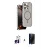 MARSİLYAN™- iPhone 16 Pro Max Kılıf Çekirdek Minimal Prime - Siyah 3D Antistatik Hayalet Cam Ekran Koruyucu + Bilvis Titan Kamera Lens - TMGI