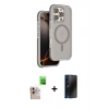 MARSİLYAN™- iPhone 16 Pro Max Kılıf Çekirdek Minimal Prime - Siyah 3D Antistatik Hayalet Cam Ekran Koruyucu + Raze Metal Kamera Lens - NLGY