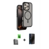 MARSİLYAN™- iPhone 16 Pro Max Kılıf Çekirdek Minimal Prime - Siyah 3D Antistatik Hayalet Cam Ekran Koruyucu + Raze Metal Kamera Lens - SH