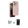 MARSİLYAN™- iPhone 16 Pro Max Kılıf Çekirdek Minimal Prime - Siyah 3D Antistatik Hayalet Cam Ekran Koruyucu + Pers Alüminyum Kamera Lens - GS