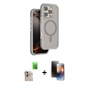 MARSİLYAN™- iPhone 16 Pro Max Kılıf Çekirdek Minimal Prime - Siyah 3D Antistatik Mat Seramik Nano Ekran Koruyucu + Raze Metal Kamera Lens - NLGY
