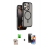 MARSİLYAN™- iPhone 16 Pro Max Kılıf Çekirdek Minimal Prime - Siyah 3D Antistatik Mat Seramik Nano Ekran Koruyucu + Raze Metal Kamera Lens - NLGY