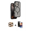 MARSİLYAN™- iPhone 16 Pro Max Kılıf Çekirdek Minimal Prime - Siyah 3D Antistatik Mat Seramik Nano Ekran Koruyucu + Pers Alüminyum Kamera Lens - CLTM