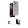 MARSİLYAN™- iPhone 16 Pro Max Kılıf Çekirdek Minimal Prime - Siyah 3D Antistatik Mat Seramik Nano Ekran Koruyucu + PVD Metal Kamera Lens - GD