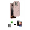 MARSİLYAN™- iPhone 16 Pro Max Kılıf Çekirdek Minimal Prime - Siyah 3D Antistatik Mat Seramik Nano Ekran Koruyucu + Raze Metal Kamera Lens - SH