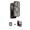 MARSİLYAN™- iPhone 16 Pro Max Kılıf Çekirdek Minimal Prime - Siyah 3D Antistatik Mat Seramik Nano Ekran Koruyucu + PVD Metal Kamera Lens - GS
