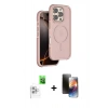 MARSİLYAN™- iPhone 16 Pro Max Kılıf Çekirdek Minimal Prime - Siyah 3D Antistatik Mat Seramik Nano Ekran Koruyucu + Beyaz Raze Metal Kamera Lens