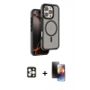 MARSİLYAN™- iPhone 16 Pro Max Kılıf Çekirdek Minimal Prime - Siyah 3D Antistatik Mat Seramik Nano Ekran Koruyucu + PVD Metal Kamera Lens - GD