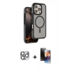 MARSİLYAN™- iPhone 16 Pro Max Kılıf Çekirdek Minimal Prime - Siyah 3D Antistatik Mat Seramik Nano Ekran Koruyucu + Gri Pers Alüminyum Kamera Lens