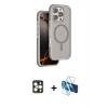 MARSİLYAN™- iPhone 16 Pro Max Kılıf Çekirdek Minimal Prime - Siyah 3D Antistatik Seramik Nano Ekran Koruyucu + PVD Metal Kamera Lens - GD