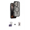 MARSİLYAN™- iPhone 16 Pro Max Kılıf Çekirdek Minimal Prime - Siyah Bilvis 3D Cam Ekran Koruyucu + Bilvis Titan Kamera Lens - TMGI