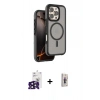 MARSİLYAN™- iPhone 16 Pro Max Kılıf Çekirdek Minimal Prime - Siyah Bilvis 3D Cam Ekran Koruyucu + Bilvis Titan Kamera Lens - SH