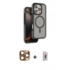 MARSİLYAN™- iPhone 16 Pro Max Kılıf Çekirdek Minimal Prime - Siyah Bilvis 3D Cam Ekran Koruyucu + Pers Alüminyum Kamera Lens - CLTM
