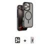 MARSİLYAN™- iPhone 16 Pro Max Kılıf Çekirdek Minimal Prime - Siyah Bilvis 3D Cam Ekran Koruyucu + Gold PVD Metal Kamera Lens