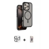 MARSİLYAN™- iPhone 16 Pro Max Kılıf Çekirdek Minimal Prime - Siyah Bilvis 3D Cam Ekran Koruyucu + Pers Alüminyum Kamera Lens - GS