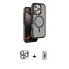 MARSİLYAN™- iPhone 16 Pro Max Kılıf Çekirdek Minimal Prime - Siyah Bilvis 3D Cam Ekran Koruyucu + Pers Alüminyum Kamera Lens - GI
