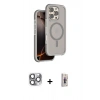 MARSİLYAN™- iPhone 16 Pro Max Kılıf Çekirdek Minimal Prime - Siyah Bilvis 3D Cam Ekran Koruyucu + Pers Alüminyum Kamera Lens - GI
