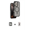MARSİLYAN™- iPhone 16 Pro Max Kılıf Çekirdek Minimal Prime - Siyah Bilvis 3D Cam Ekran Koruyucu + PVD Metal Kamera Lens - GS