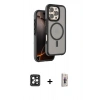 MARSİLYAN™- iPhone 16 Pro Max Kılıf Çekirdek Minimal Prime - Siyah Bilvis 3D Cam Ekran Koruyucu + PVD Metal Kamera Lens - SH