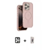MARSİLYAN™- iPhone 16 Pro Max Kılıf Çekirdek Minimal Prime - Siyah Bilvis 3D Cam Ekran Koruyucu + PVD Metal Kamera Lens - GS