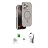 MARSİLYAN™- iPhone 16 Pro Max Kılıf Çekirdek Minimal Prime - Siyah Bilvis 3X AR Hayalet Cam Ekran Koruyucu + Raze Metal Kamera Lens - BZ
