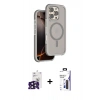 MARSİLYAN™- iPhone 16 Pro Max Kılıf Çekirdek Minimal Prime - Siyah Bilvis 3X AR Hayalet Cam Ekran Koruyucu + Bilvis Titan Kamera Lens - SH