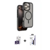 MARSİLYAN™- iPhone 16 Pro Max Kılıf Çekirdek Minimal Prime - Siyah Bilvis 3X AR Hayalet Cam Ekran Koruyucu + Bilvis Titan Kamera Lens - TMGI