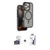 MARSİLYAN™- iPhone 16 Pro Max Kılıf Çekirdek Minimal Prime - Siyah Bilvis 3X AR Hayalet Cam Ekran Koruyucu + Bilvis Titan Kamera Lens - GS