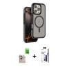 MARSİLYAN™- iPhone 16 Pro Max Kılıf Çekirdek Minimal Prime - Siyah Bilvis 3X AR Hayalet Cam Ekran Koruyucu + Raze Metal Kamera Lens - NLGY