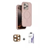 MARSİLYAN™- iPhone 16 Pro Max Kılıf Çekirdek Minimal Prime - Siyah Bilvis 3X AR HD Cam Ekran Koruyucu + Pers Alüminyum Kamera Lens - CLTM