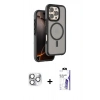 MARSİLYAN™- iPhone 16 Pro Max Kılıf Çekirdek Minimal Prime - Siyah Bilvis 3X AR HD Cam Ekran Koruyucu + Pers Alüminyum Kamera Lens - GS