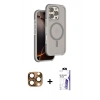 MARSİLYAN™- iPhone 16 Pro Max Kılıf Çekirdek Minimal Prime - Siyah Bilvis 3X AR HD Cam Ekran Koruyucu + Pers Alüminyum Kamera Lens - CLTM
