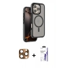 MARSİLYAN™- iPhone 16 Pro Max Kılıf Çekirdek Minimal Prime - Siyah Bilvis 3X AR HD Cam Ekran Koruyucu + Pers Alüminyum Kamera Lens - CLTM