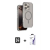 MARSİLYAN™- iPhone 16 Pro Max Kılıf Çekirdek Minimal Prime - Siyah Bilvis 3X AR HD Cam Ekran Koruyucu + PVD Metal Kamera Lens - SH