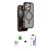 MARSİLYAN™- iPhone 16 Pro Max Kılıf Çekirdek Minimal Prime - Siyah Bilvis 3X AR HD Cam Ekran Koruyucu + Raze Metal Kamera Lens - BZ