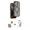 MARSİLYAN™- iPhone 16 Pro Max Kılıf Çekirdek Minimal Prime - Siyah Bilvis 3X AR HD Cam Ekran Koruyucu + Raze Metal Kamera Lens - CLTM