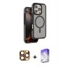 MARSİLYAN™- iPhone 16 Pro Max Kılıf Çekirdek Minimal Prime - Siyah Bilvis 5in1 3D Magic Cam Ekran Koruyucu + Pers Alüminyum Kamera Lens - CLTM
