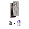 MARSİLYAN™- iPhone 16 Pro Max Kılıf Çekirdek Minimal Prime - Siyah Bilvis 5in1 3D Magic Cam Ekran Koruyucu + PVD Metal Kamera Lens - GS