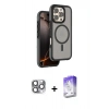 MARSİLYAN™- iPhone 16 Pro Max Kılıf Çekirdek Minimal Prime - Siyah Bilvis 5in1 3D Magic Cam Ekran Koruyucu + Gri Pers Alüminyum Kamera Lens