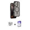 MARSİLYAN™- iPhone 16 Pro Max Kılıf Çekirdek Minimal Prime - Siyah Bilvis 5in1 3D Magic Cam Ekran Koruyucu + Pers Alüminyum Kamera Lens - GS
