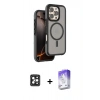 MARSİLYAN™- iPhone 16 Pro Max Kılıf Çekirdek Minimal Prime - Siyah Bilvis 5in1 3D Magic Cam Ekran Koruyucu + Siyah PVD Metal Kamera Lens